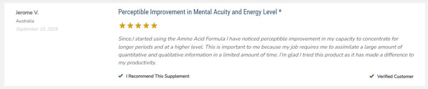 Advanced Amino Formula Customer Reviews