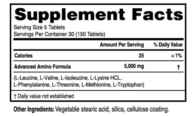 Advanced Amino Formula Supplement Facts