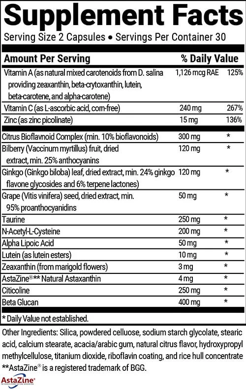 Advanced Vision Formula supplement facts